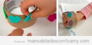 Manualidad infantil en goma eva, rueda para estampar sellos