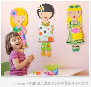 Muñecas de goma eva grandes para poner en pared habitación niña