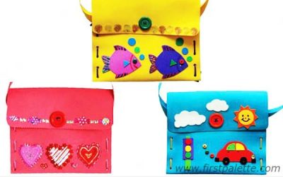Tres bolsos de foamy para niños y niñas