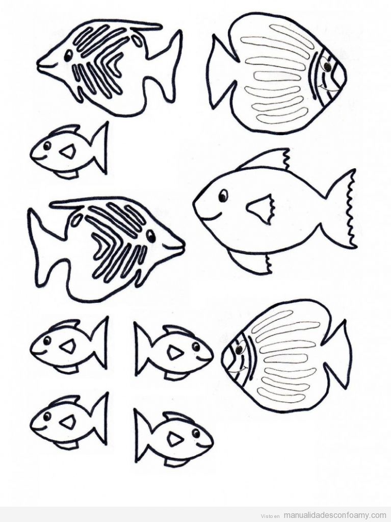 Plantilla o molde de pez peces para manualidades con niños