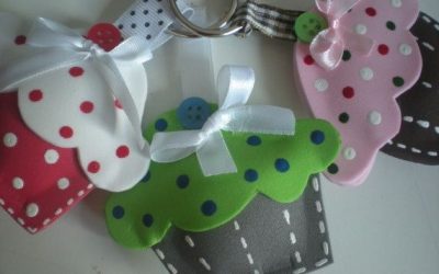 Llavero con forma de cupcake de foamy