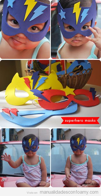 Máscaras y antifaces de superhéroes para niños hechos con goma eva