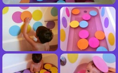 Círculos de colores en goma eva para un baño divertido con los niños