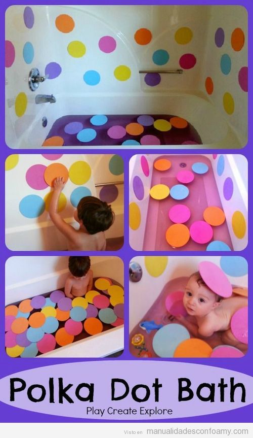 Círculos de colores en goma eva para hacer un baño divertido con los niños