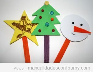 Manualdiades niños foamy, muñeco de nieve, árbol y estrella