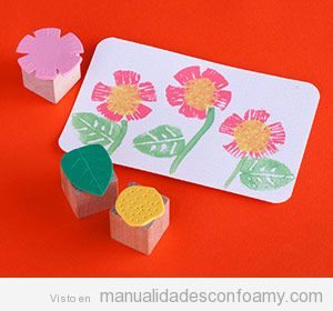 Manualidades goma eva para niños, sellos de flores