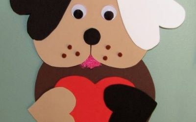 Manualidad en foamy para preescolares: perro con corazón