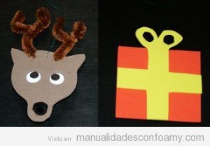 Manualdiades goma eva para niños en Navidad, reno y regalo