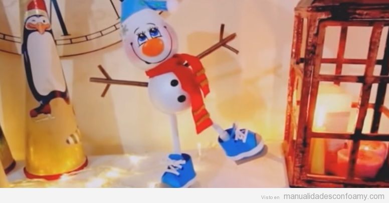 Manualidades navideñas como goma Eva: Muñeco de nieve