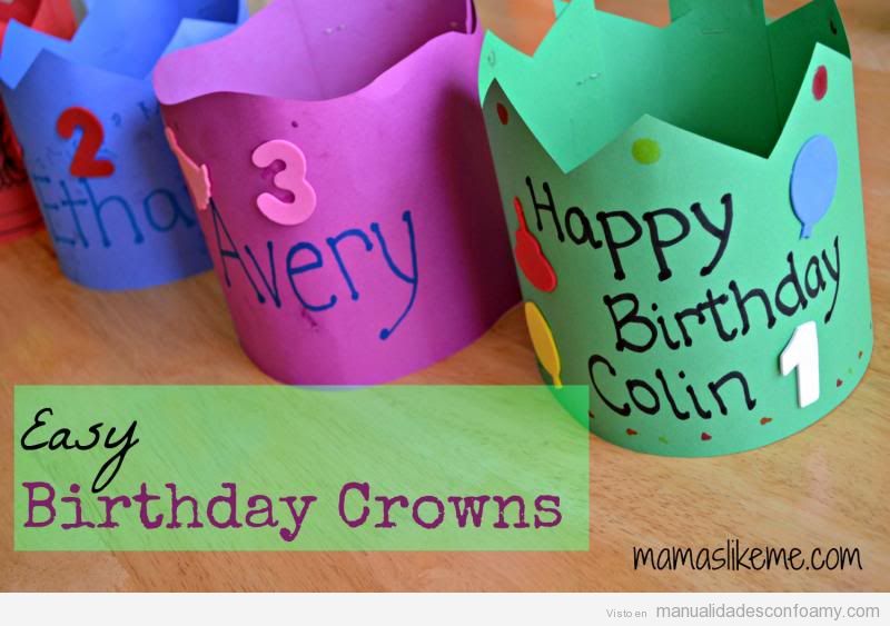 Coronas de cumpleaños muy fáciles para hacer con niños usando goma eva