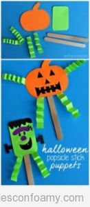 Manualidades fáciles niños goma eva Halloween, calabaza y Frankenstein
