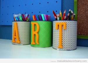 Bote lápices DIY decorado con letras de goma eva