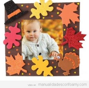 Manualidades otoño para niños, marco de fotos